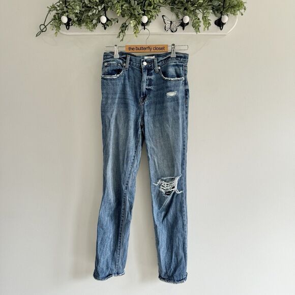 Pistola Distressed Straight Leg High Waist Jeans 27 - Picture 1 of 5